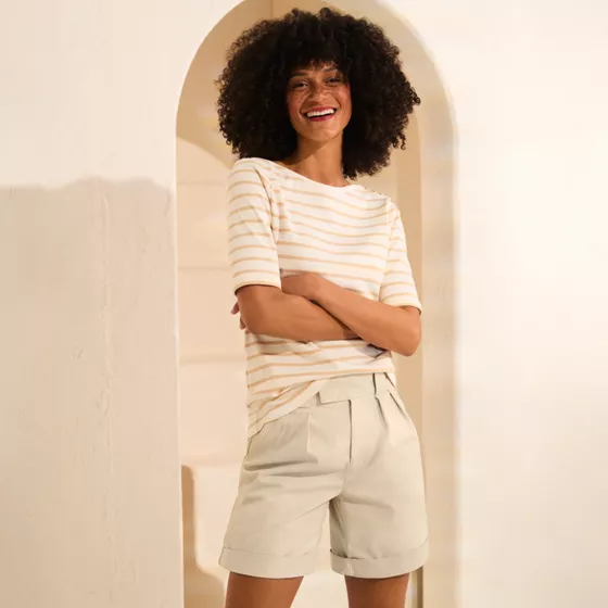 Women's Chino High Rise Pleated 7" Shorts - primary