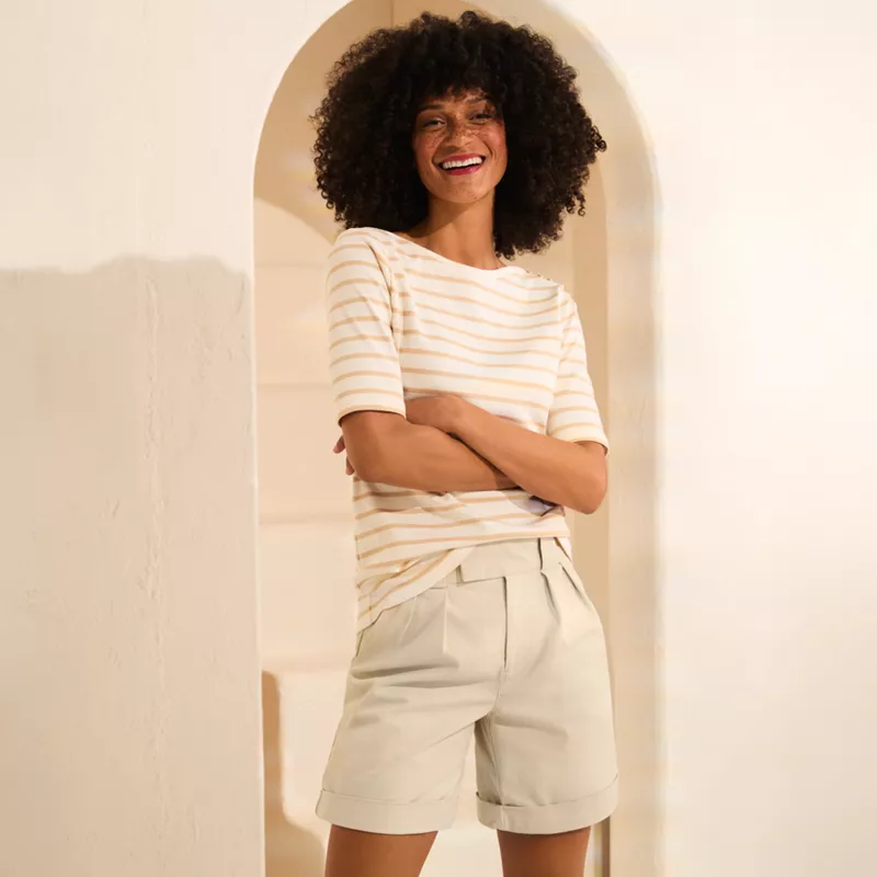 Women's Chino High Rise Pleated 7" Shorts, alternative image