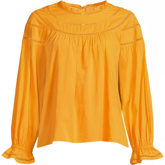 Women's Plus Size Cotton Voile Long Sleeve Crew Neck Top - primary