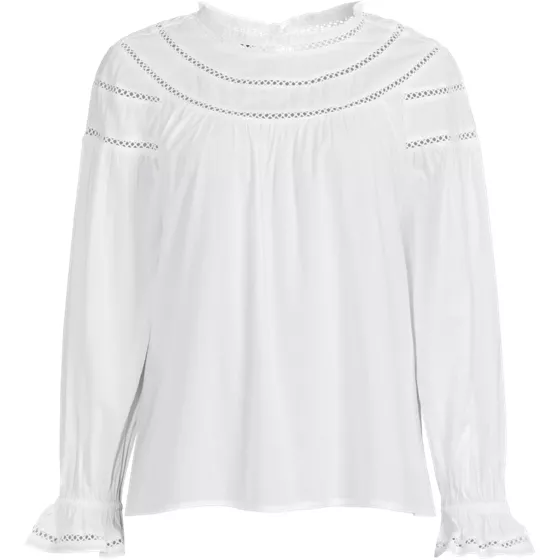 Women's Cotton Voile Long Sleeve Crew Neck Top - primary