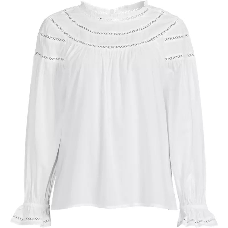 Women's Cotton Voile Long Sleeve Crew Neck Top, Front