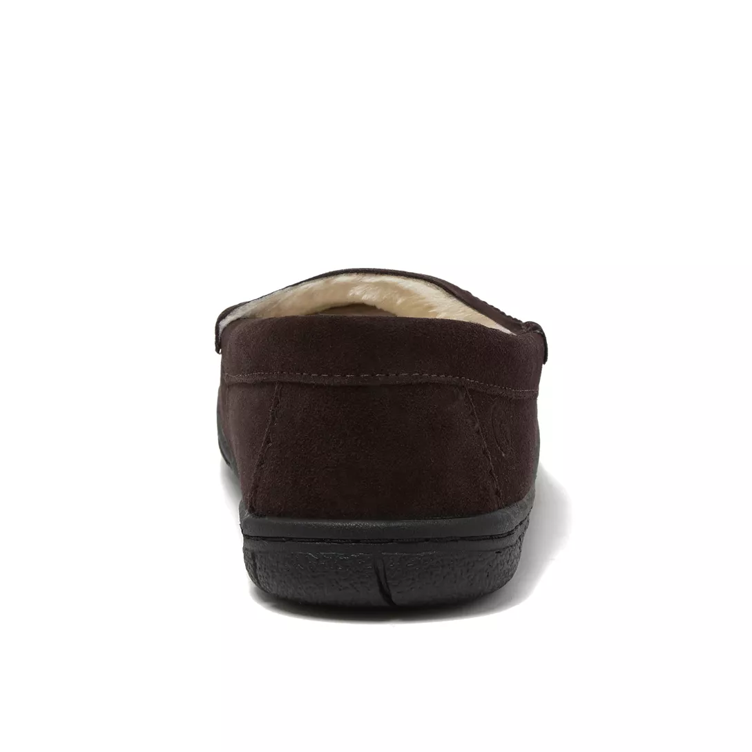 Men's Fuzzy Lined Suede Moccasin Slippers
