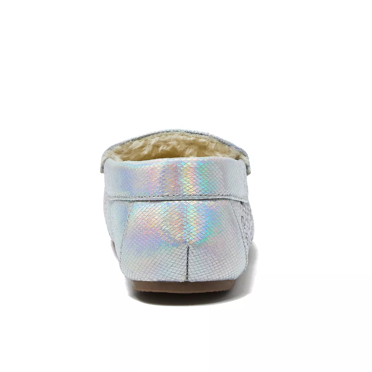 Kids Fuzzy Lined Shimmer Moccasin Slippers