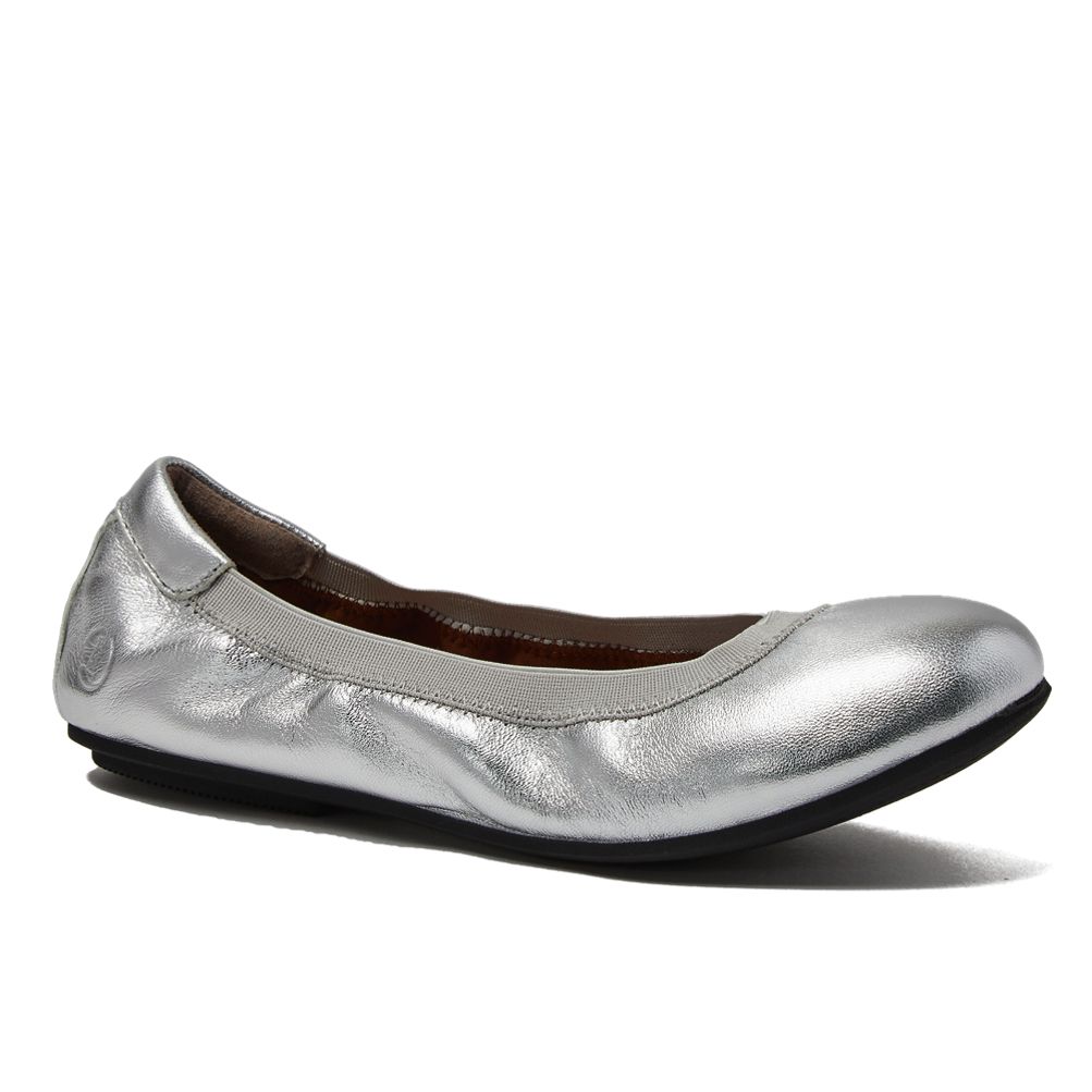 Women s Comfort Slip On Metallic Leather Ballet Flats Lands End