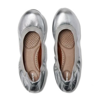 Women's Comfort Slip On Metallic Leather Ballet Flats - image 1