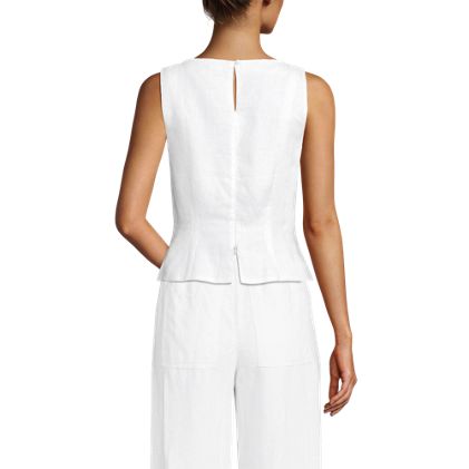 Women's Linen Sleeveless Peplum Top - image 3
