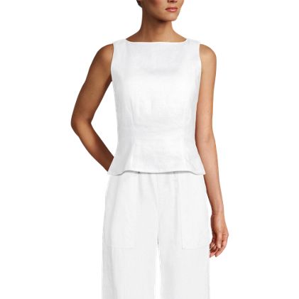 Women's Linen Sleeveless Peplum Top - image 2