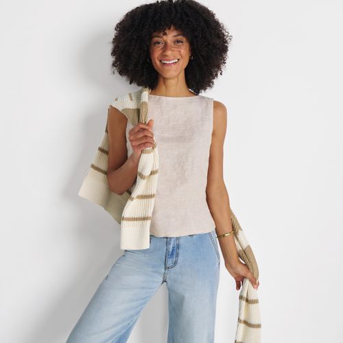 Women's Linen Sleeveless Peplum Top