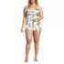 Women's Plus Size Ruched Multi-Way Mini Swim Dress Swimsuit, Front