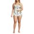 Women's Plus Size Ruched Multi-Way Mini Swim Dress Swimsuit, Front