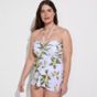 Women's Ruched Multi-Way Sweetheart Halter Swim Dress One Piece Swimsuit