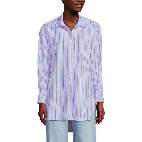 Women's Poplin Oversized Button Down Shirt, Front