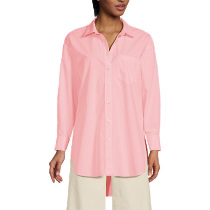 Women's Poplin Oversized Button Down Shirt - image 1