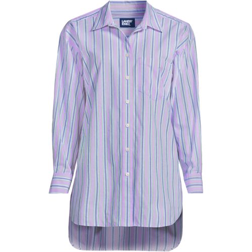 Women's Poplin Oversized Button Down Shirt, Front