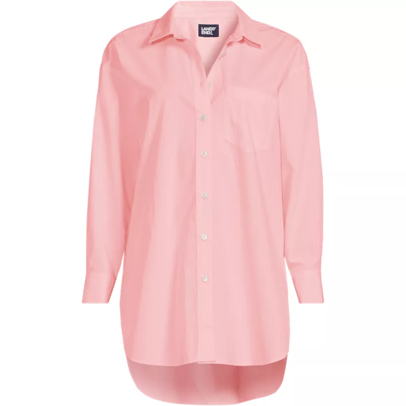 Women's Poplin Oversized Button Down Shirt, Front