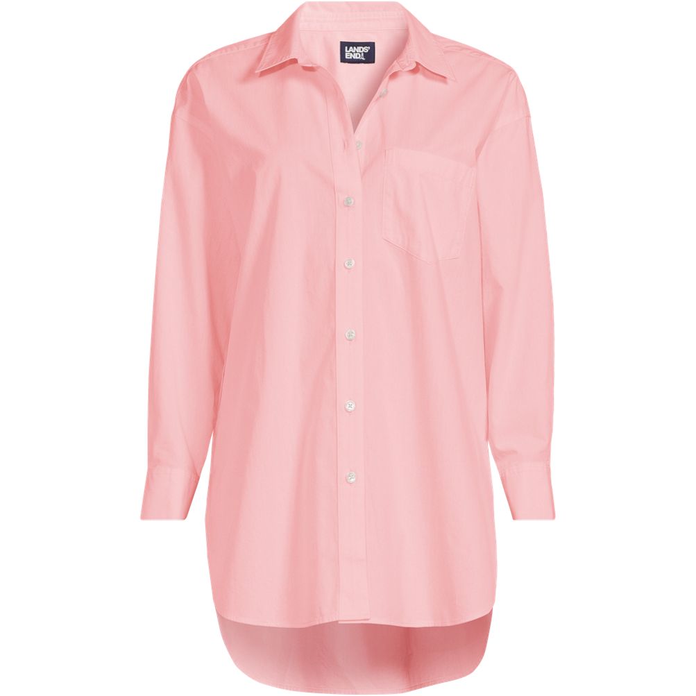 Women's Poplin Oversized Button Down Shirt | Lands' End