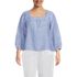 Women's Plus Size Linen Square Neck 3/4 Sleeve Top, Front