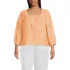 Women's Plus Size Linen Square Neck 3/4 Sleeve Top, Front