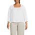 Women's Plus Size Linen Square Neck 3/4 Sleeve Top, Front
