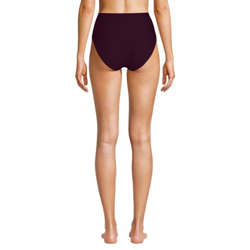 Women's Chlorine Resistant Ottoman Rib High Waisted Bikini Bottoms, Back
