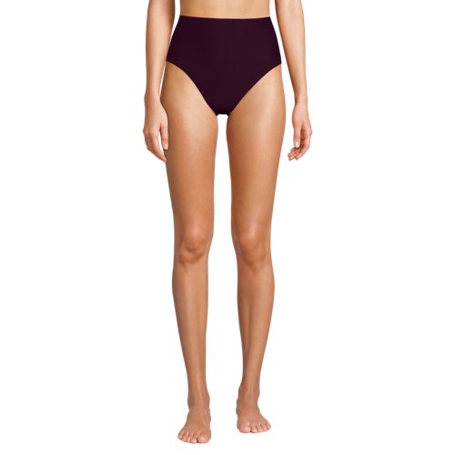 Women's Chlorine Resistant Ottoman Rib High Waisted Bikini Bottoms, Front
