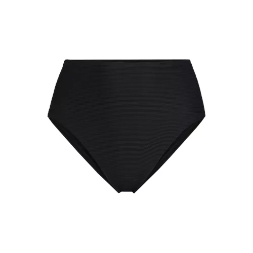 Women's Chlorine Resistant Ottoman Rib High Waisted Bikini Bottoms, Front