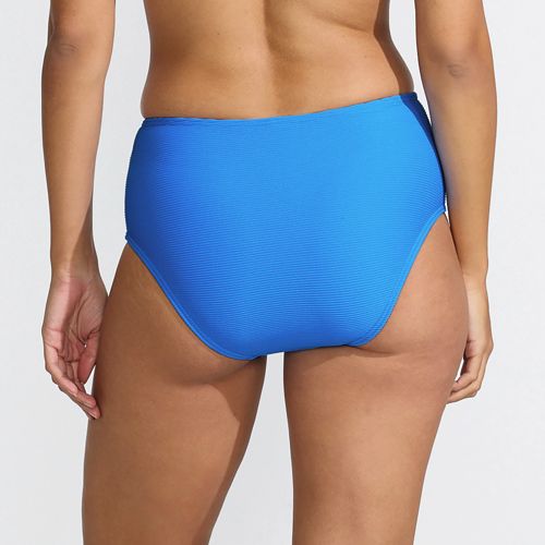 Women's Chlorine Resistant Ottoman Rib High Waisted Bikini Bottoms, Back