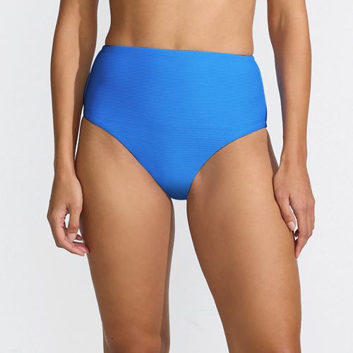 Women's Chlorine Resistant Ottoman Rib High Waisted Bikini Bottoms, Front