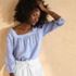 Women's Linen Square Neck 3/4 Sleeve Top, alternative image
