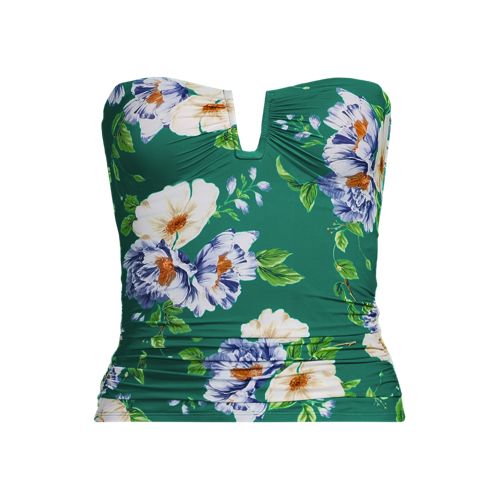 Slender Bandeau Tankini Top, Women, size: 20, plus, Green, Spandex/Nylon-blend, by Lands' End