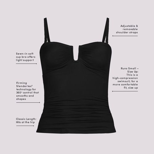  Lands' End Bandeau-tankini-top Slender In Lang-größe, Damen, Größe:10 Regular, Schwarz, Elasthan/nylon-mischung, By Lands' End 