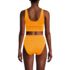 Women's Tugless Ribbed Midkini and High Waisted Bottom Swimsuit Set, Back