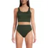 Women's Tugless Ribbed Midkini and High Waisted Bottom Swimsuit Set, Front