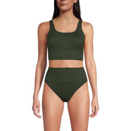 Women's Tugless Ribbed Tankini Top and High Waisted Bottom Swimsuit Set - image 4