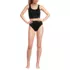 Women's Tugless Ribbed Midkini and High Waisted Bottom Swimsuit Set, Front