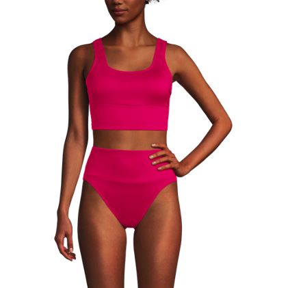 Women's Tugless Ribbed Tankini Top and High Waisted Bottom Swimsuit Set - image 4