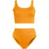 Women's Plus Size Tugless Ribbed Midkini and High Waisted Bottom Swimsuit Set, Front