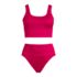 Women's Plus Size Tugless Ribbed Tankini Top and High Waisted Bottom Swimsuit Set, Front