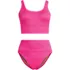 Women's Tugless Ribbed Midkini and High Waisted Bottom Swimsuit Set, Front