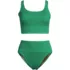 Women's Tugless Ribbed Midkini and High Waisted Bottom Swimsuit Set, Front