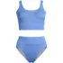Women's Plus Size Tugless Ribbed Midkini and High Waisted Bottom Swimsuit Set, Front
