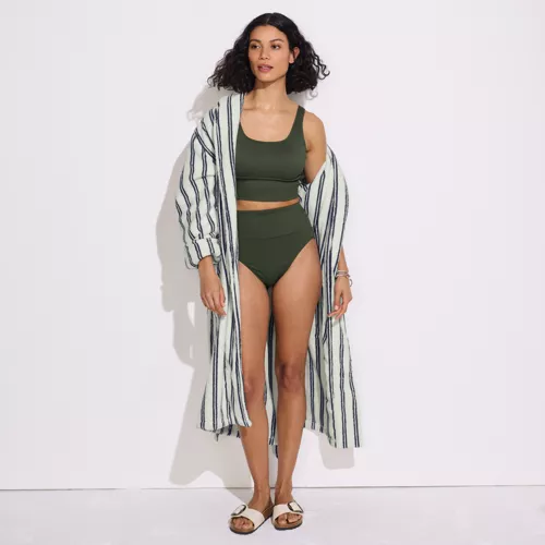 Women's Tugless Ribbed Midkini and High Waisted Bottom Swimsuit Set, alternative image