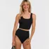Women's Tugless Ribbed Midkini and High Waisted Bottom Swimsuit Set, alternative image