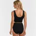 Women's Tugless Ribbed Midkini and High Waisted Bottom Swimsuit Set, Back