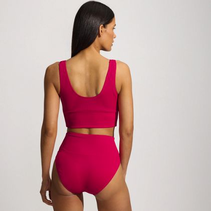 Women's Tugless Ribbed Tankini Top and High Waisted Bottom Swimsuit Set - image 1