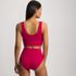 Women's Tugless Ribbed Tankini Top and High Waisted Bottom Swimsuit Set, Back