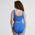 Women's Tugless Ribbed Midkini and High Waisted Bottom Swimsuit Set, Back