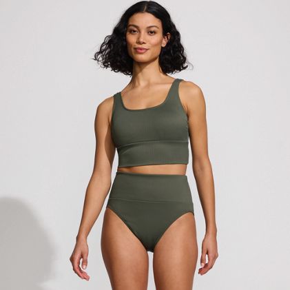Women's Tugless Ribbed Tankini Top and High Waisted Bottom Swimsuit Set - image 2