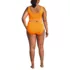 Women's Plus Size Tugless Ribbed Midkini and High Waisted Bottom Swimsuit Set, Back