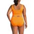 Women's Plus Size Tugless Ribbed Midkini and High Waisted Bottom Swimsuit Set, Back
